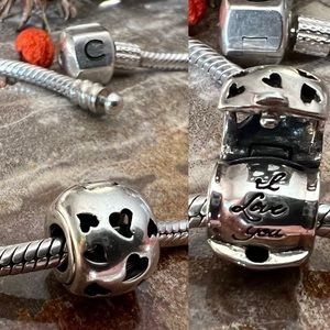 NEW Authentic Chamilia- Treasure Bead I Love You Charm hearts cutouts Silver 925